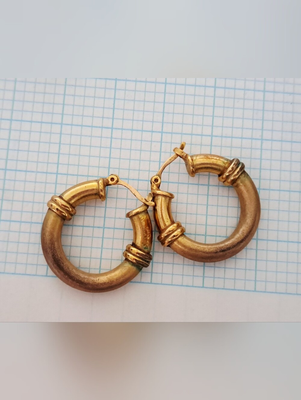Gold-Tone Bamboo Hoop Earrings - Women's Jewelry